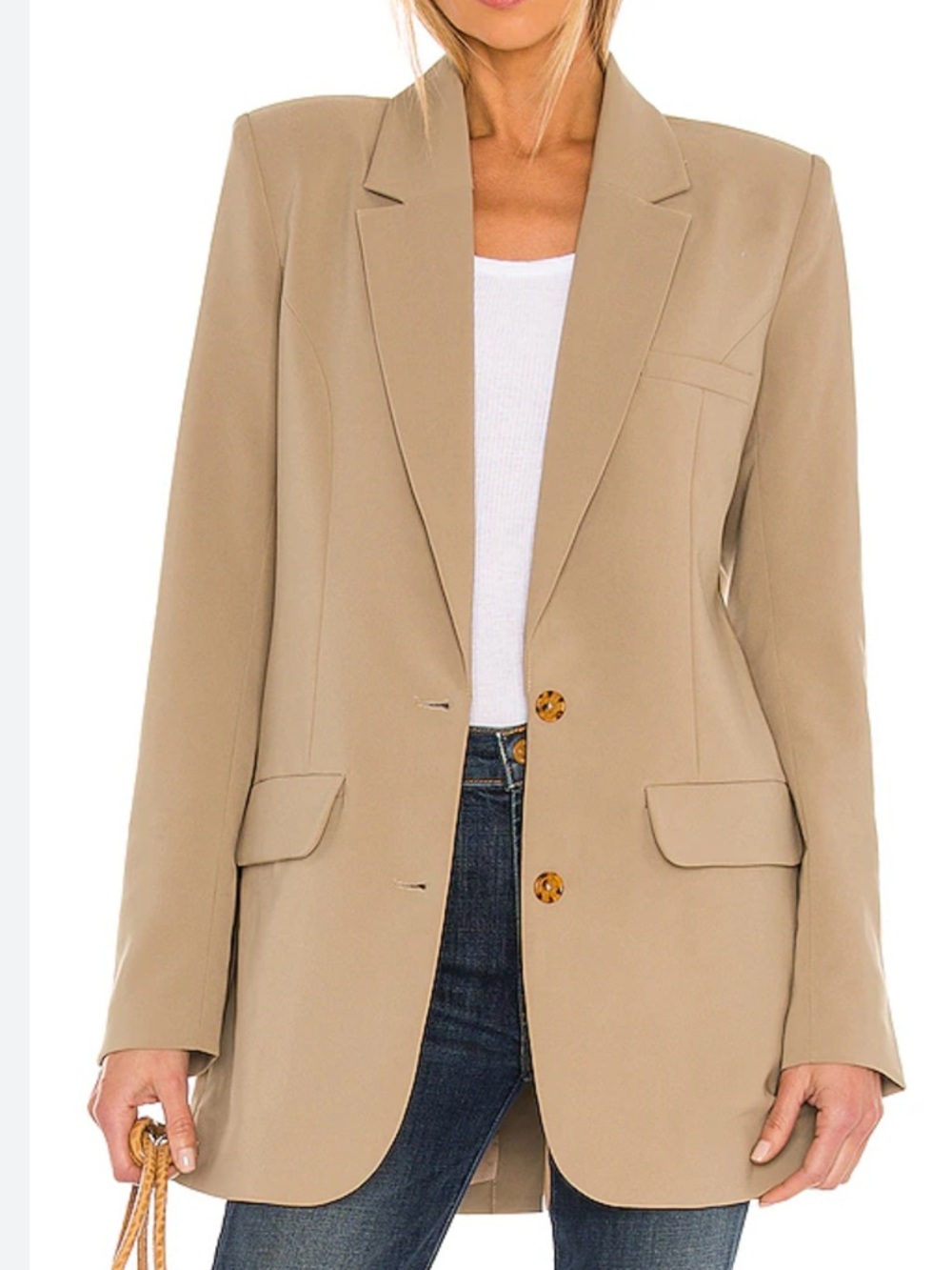 Song Of Style Revolve Zella Blazer in Taupe Nude size Small $268 Tan Beige